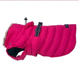 Pink Quilted Dog Coat with Belt XL Up To 40lb